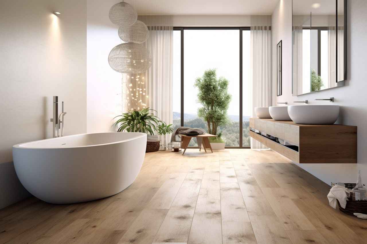 Parquet dans une salle de bain