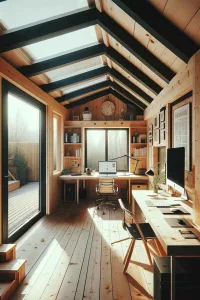 Idée d'extension de maison en bois : un bureau