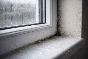 Condensation et humidité visibles autour d'une fenêtre mal posée