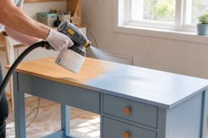 Relooker un bureau enfant avec un pistolet à peinture pour un rendu moderne et uniforme