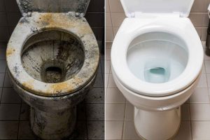 Toilettes avant/après détartrage : éliminez le calcaire et le tartre avec des méthodes naturelles