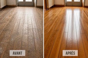 Incroyable transformation ! Découvrez comment redonner de l'éclat à votre parquet grâce au ponçage et à une nouvelle finition