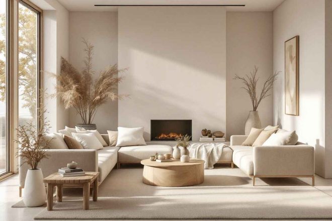 Envie de relooker votre intérieur en 2026 ? Cette photo illustre les grandes tendances déco de l'année : matériaux naturels, teintes apaisantes et esprit minimaliste chaleureux. Une source d'inspiration pour un intérieur sain et personnel